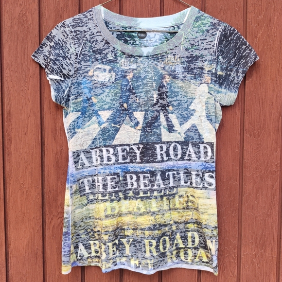 THE BEATLES | Vintage-Style Beatles Abbey Road Burnout Retro Graphic Band Tee L - Picture 1 of 11